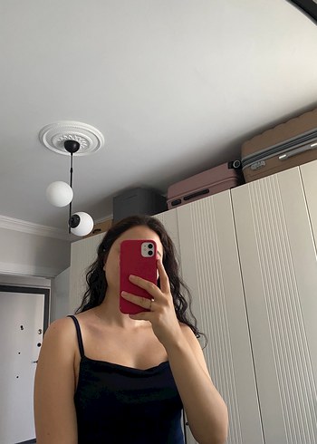 Siyah İnce Askılı Midi Elbise - Görsel 2