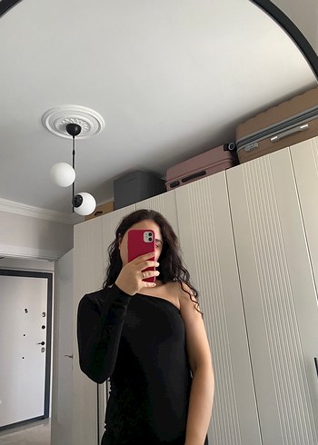 Siyah tek Kol  Kadın Elbise - Görsel 2