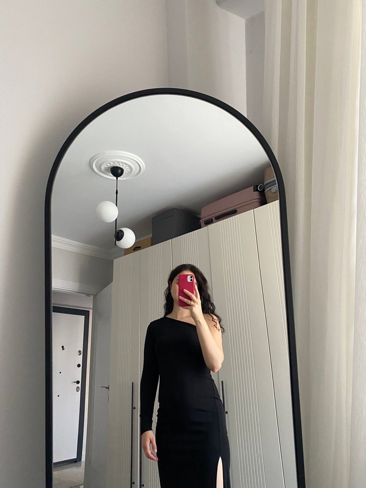 Siyah tek Kol  Kadın Elbise - Görsel 3