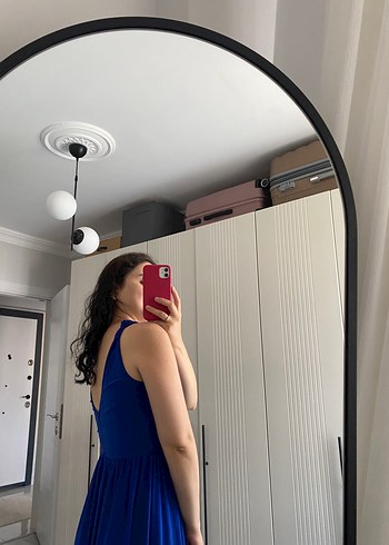 Mavi Uzun Askılı Elbise - Görsel 4