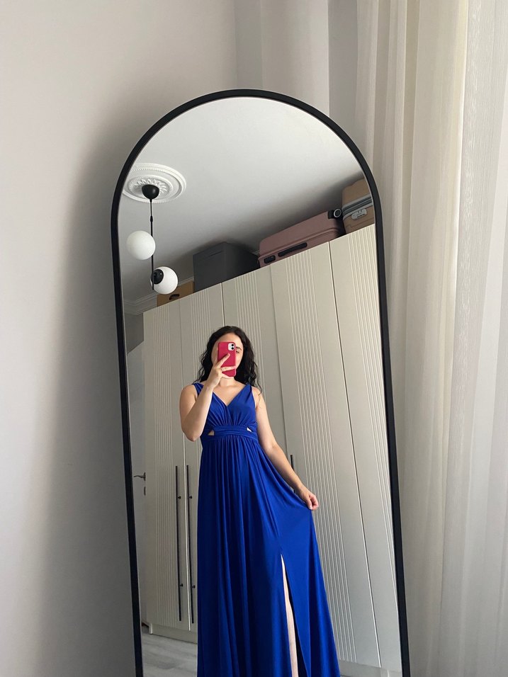 Mavi Uzun Askılı Elbise - Görsel 2