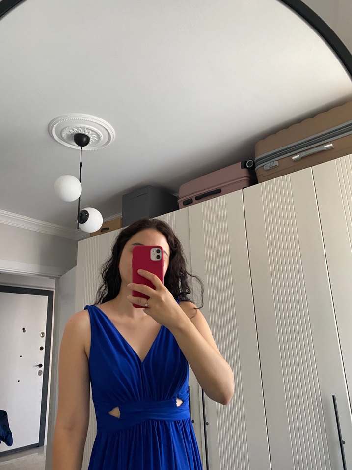 Mavi Uzun Askılı Elbise - Görsel 3