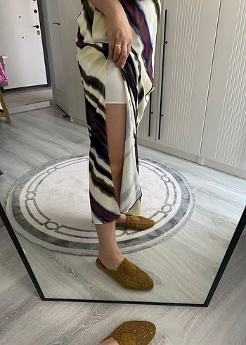 Halter yaka renkli uzun elbise - Görsel 5