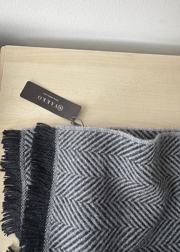 Gri Erkek Atkı, %100 yün - Görsel 2