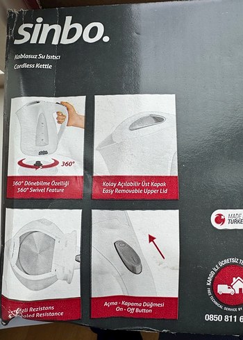 Sinbo SK8006 Kablosuz Su Isıtıcı Beyaz - Görsel 2