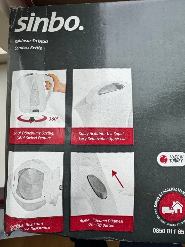 Sinbo SK8006 Kablosuz Su Isıtıcı Beyaz - Görsel 2