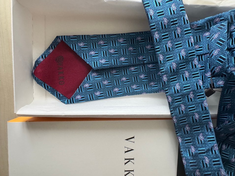 Vakko Lacivert Desenli Erkek Kravat - Görsel 3