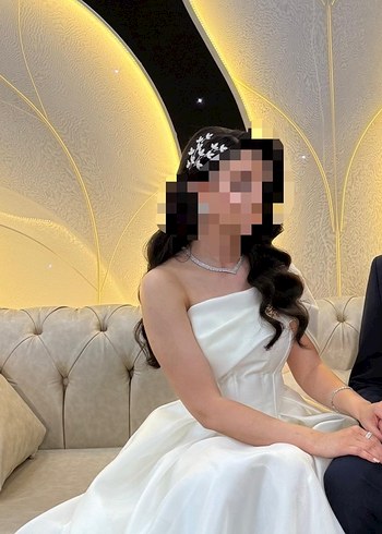 Modern Klasik Straplez Beyaz A Kesim Gelinlik