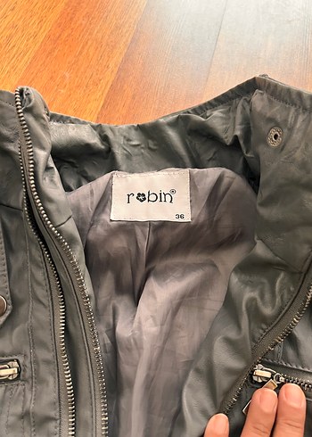 Robin Kadın Gri Deri Biker Ceket