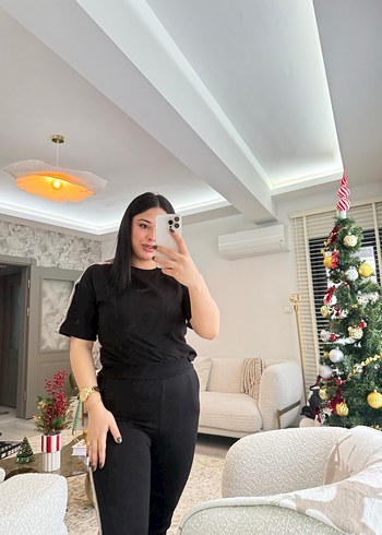 Siyah Kadın  Kumaş Rahat Takım - Görsel 4