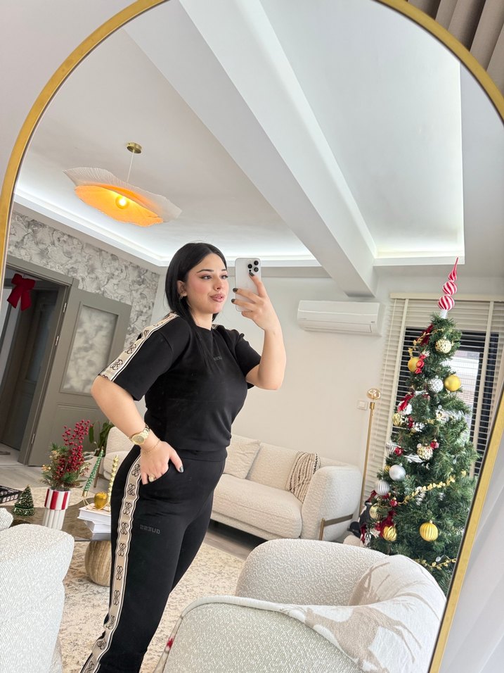 Siyah Kadın  Kumaş Rahat Takım - Görsel 3