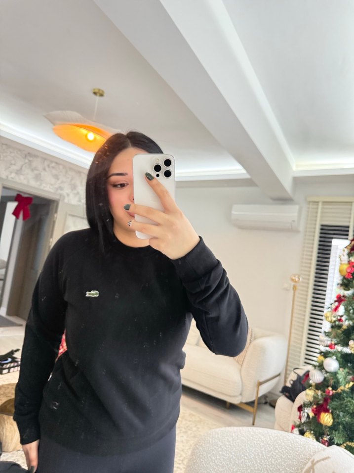 Siyah Kadın Uzun Kollu Sweatshirt - Görsel 2