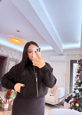 Kadın Siyah Fermuarlı Sweatshirt - Görsel 4
