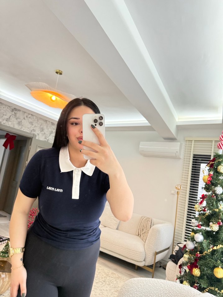 Miu Miu Lacivert Beyaz Yakalı bayan Polo Tişört - Görsel 3