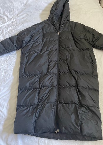 Kadın Siyah Uzun Kışlık Mont Kapüşonlu - Görsel 3