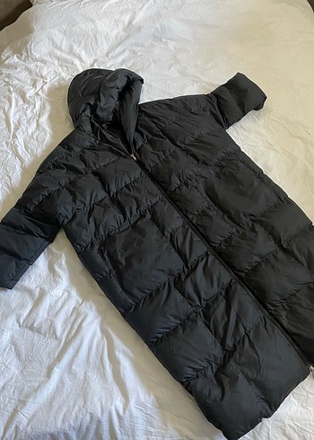 Kadın Siyah Uzun Kışlık Mont Kapüşonlu - Görsel 2