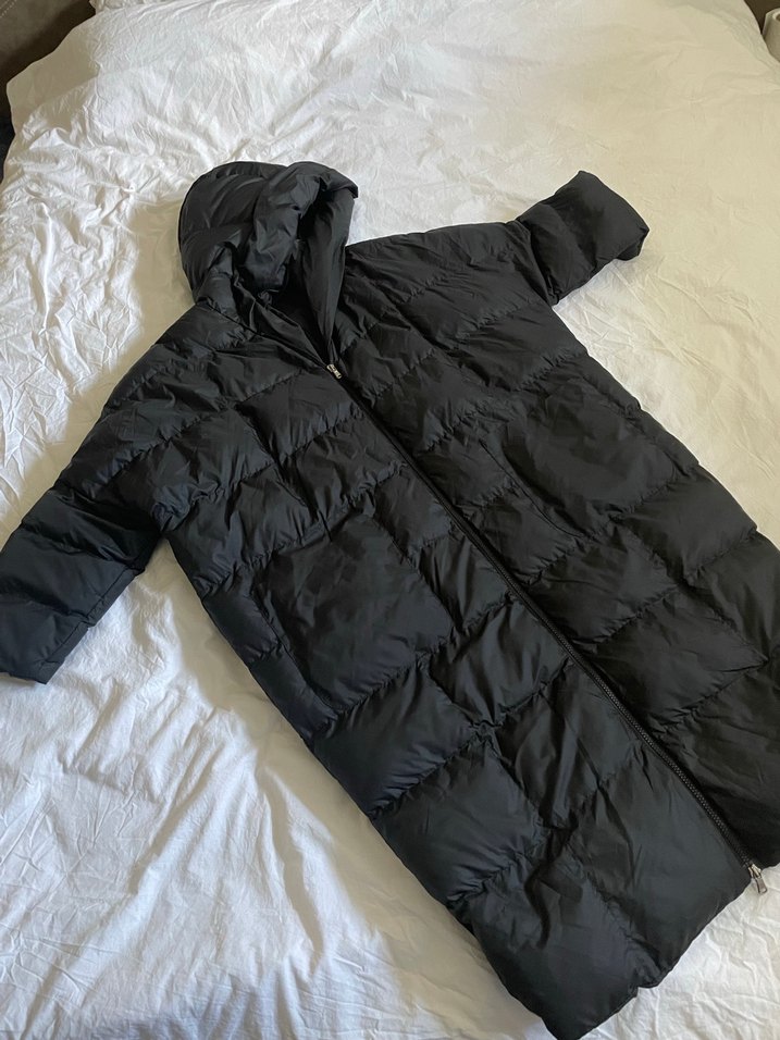 Kadın Siyah Uzun Kışlık Mont Kapüşonlu - Görsel 2