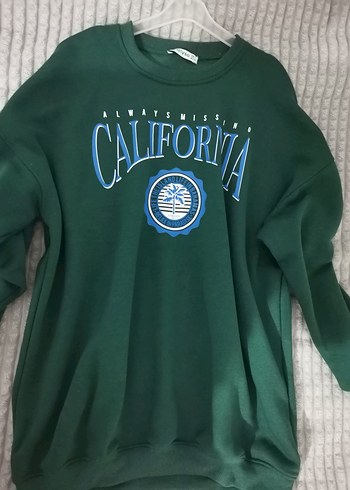 Yeşil Kalın Baskılı Kadın Sweatshirt