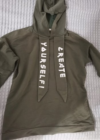 Diğer Yeşil Kapüşonlu Uzun Kollu Sweatshirt