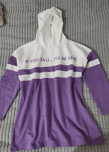 Diğer Mor Kapüşonlu Baskılı Kadın Sweatshirt