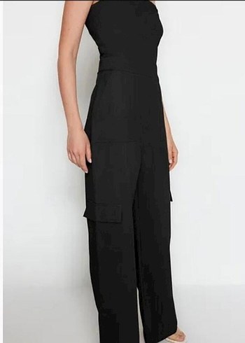 Zara Siyah Kemerli Straplez Kadın Tulum