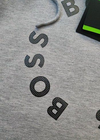 Hugo Boss Gri Kapüşonlu Sweatshirt orjinal - Görsel 4