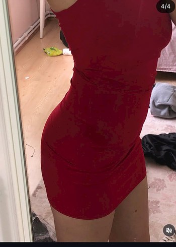 Kırmızı Askılı mini elbise - Görsel 3