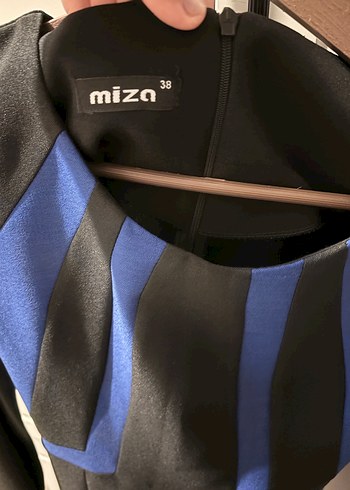 Siyah lacivert çizgili elbise - Görsel 2