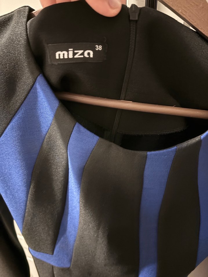 Siyah lacivert çizgili elbise - Görsel 2