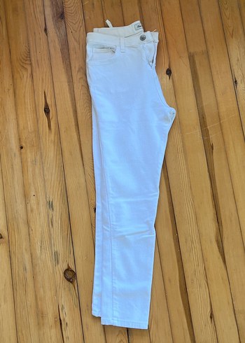 Diğer Beyaz Regular Fit Midi Boy Kot Pantolon