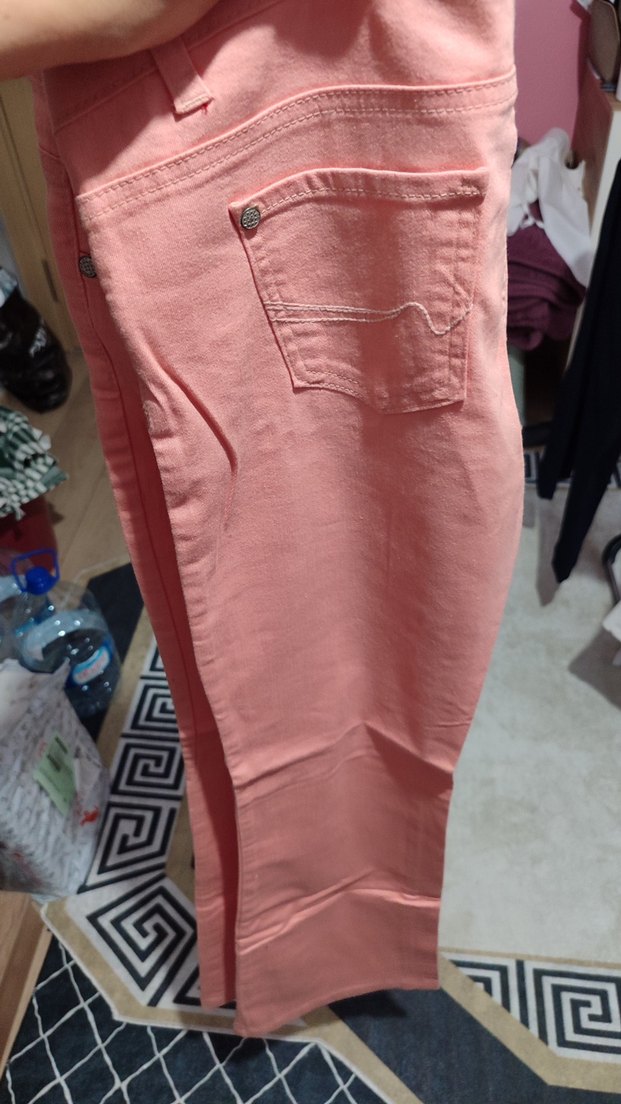 Pembe İspanyol paça pantolon - Görsel 3