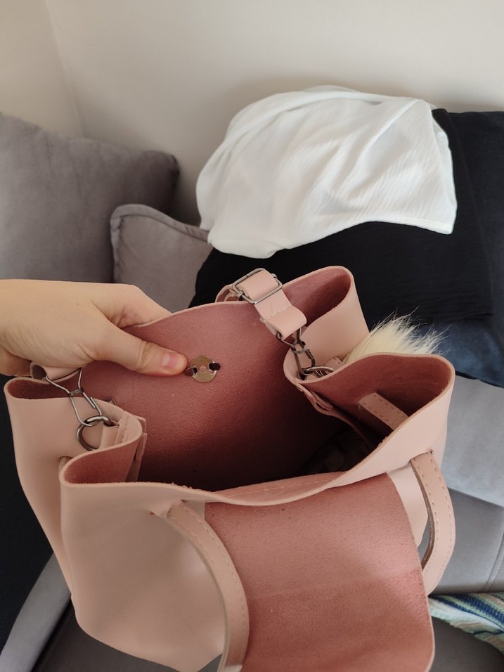 Bej Minimalist Deri Kadın Çanta - Görsel 2