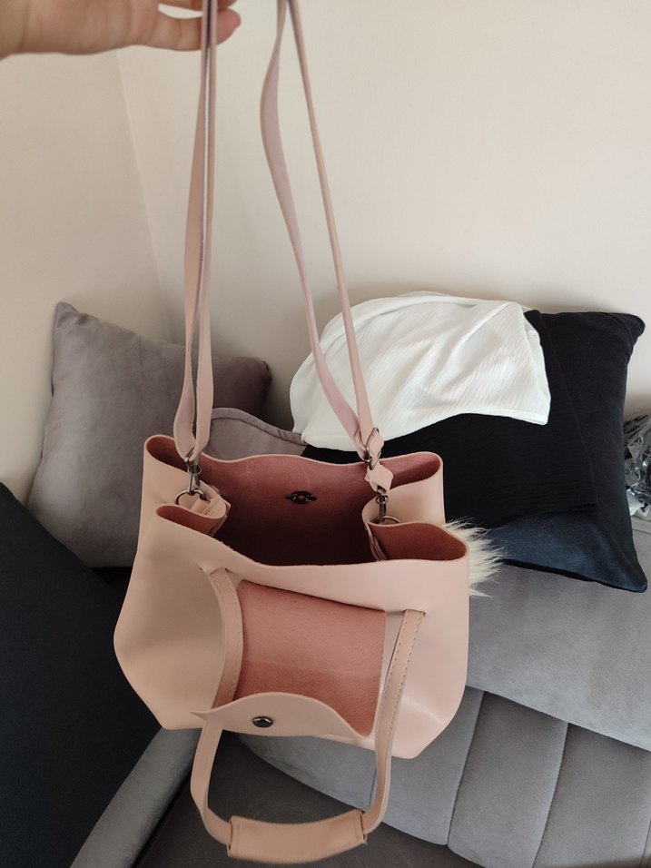 Bej Minimalist Deri Kadın Çanta - Görsel 3