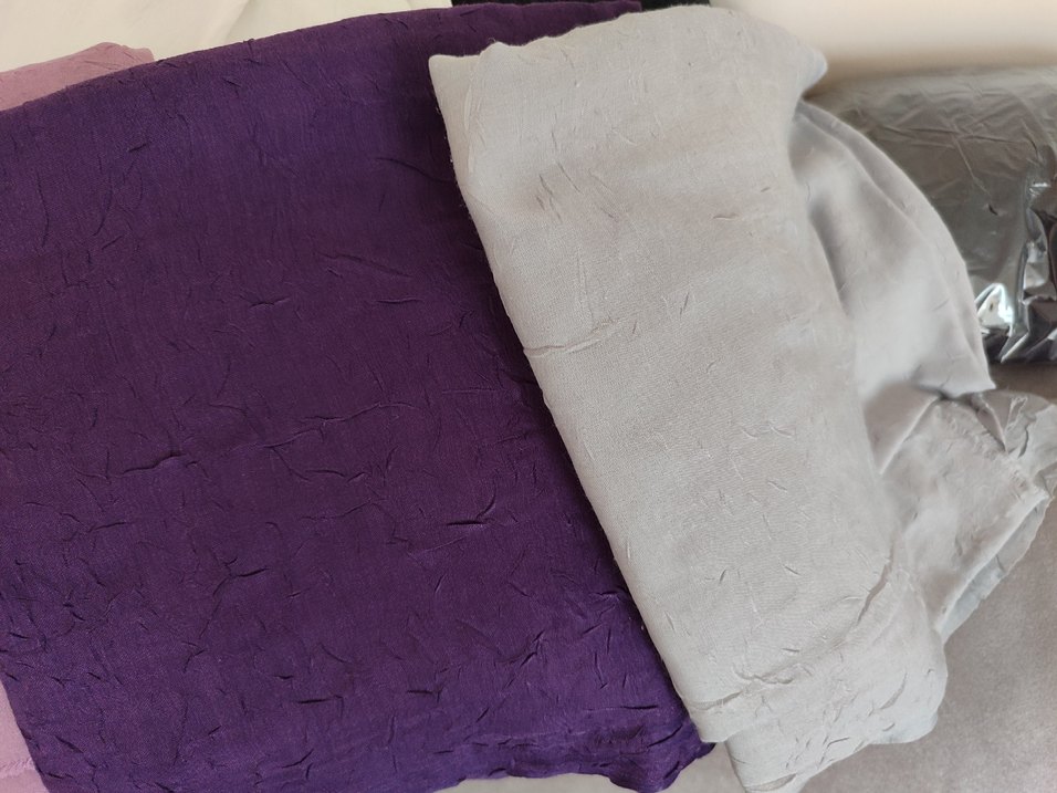 Koyu Mor Keten Kadın Şal 3 lü - Görsel 3