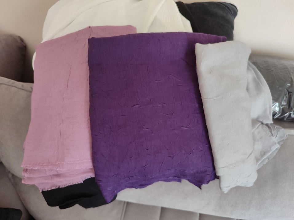 Koyu Mor Keten Kadın Şal 3 lü - Görsel 2