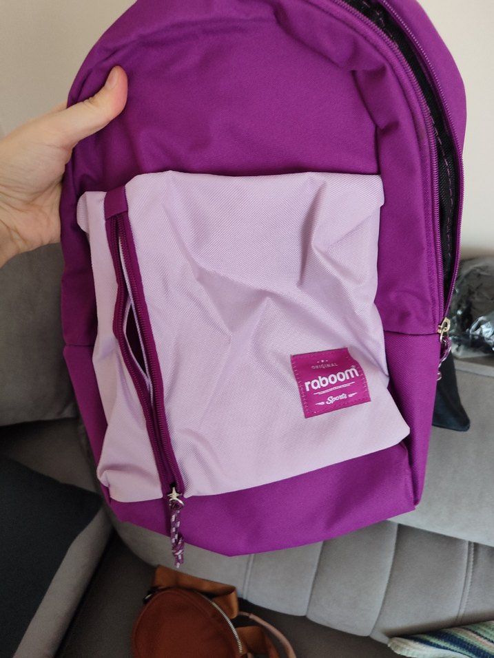 Mor Kadın Sırt Çantası Fermuarlı - Görsel 3