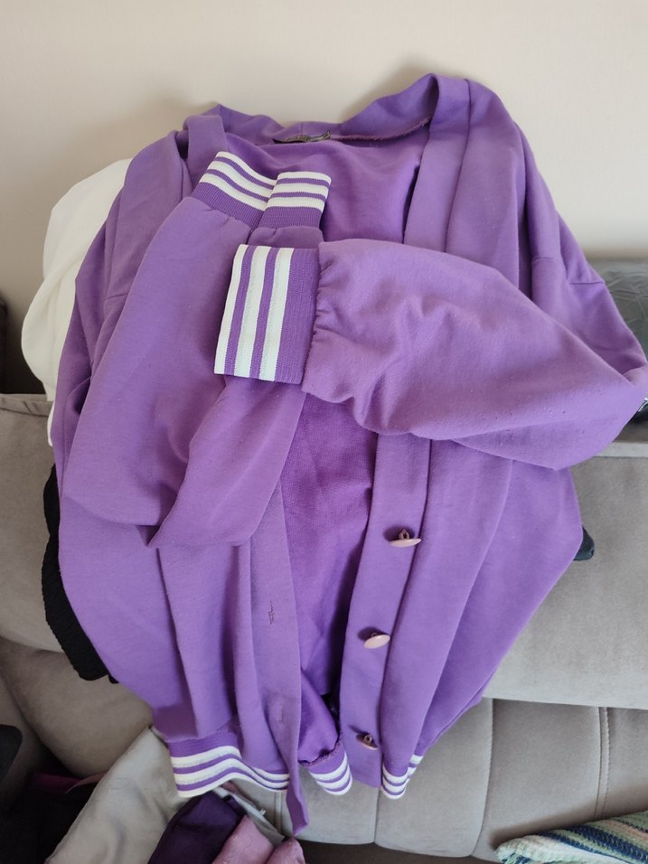 Mor Düğmeli Hırka - Görsel 2