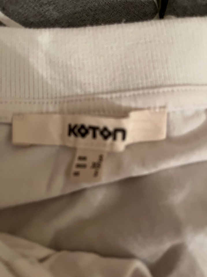 Kadın Beyaz Kısa Kollu Keten Polo Tişört - Görsel 2