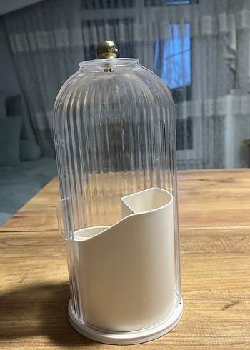 Bej Renkli Silindirik Mum ve Cam Kapağı - Görsel 2