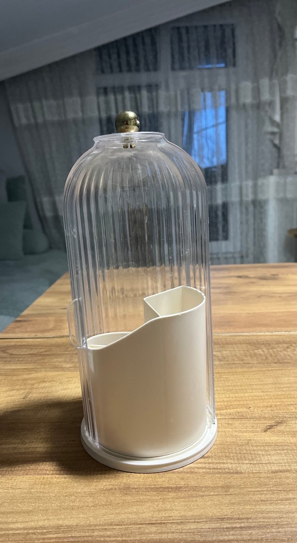 Bej Renkli Silindirik Mum ve Cam Kapağı - Görsel 2