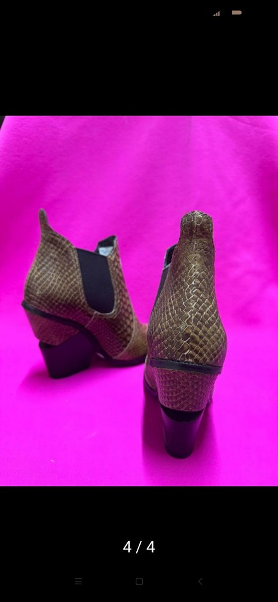 Kahverengi Parlak Yılan Desenli Kadın Bot k425 yeni Defosuz - Görsel 2