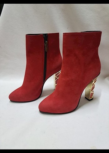 Kırmızı Süet Topuklu Kadın Bot k447 - Görsel 2