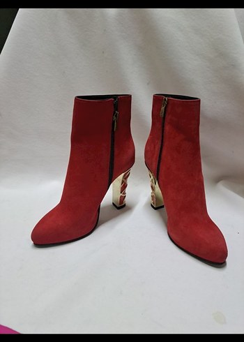 Kırmızı Süet Topuklu Kadın Bot k447 - Görsel 3