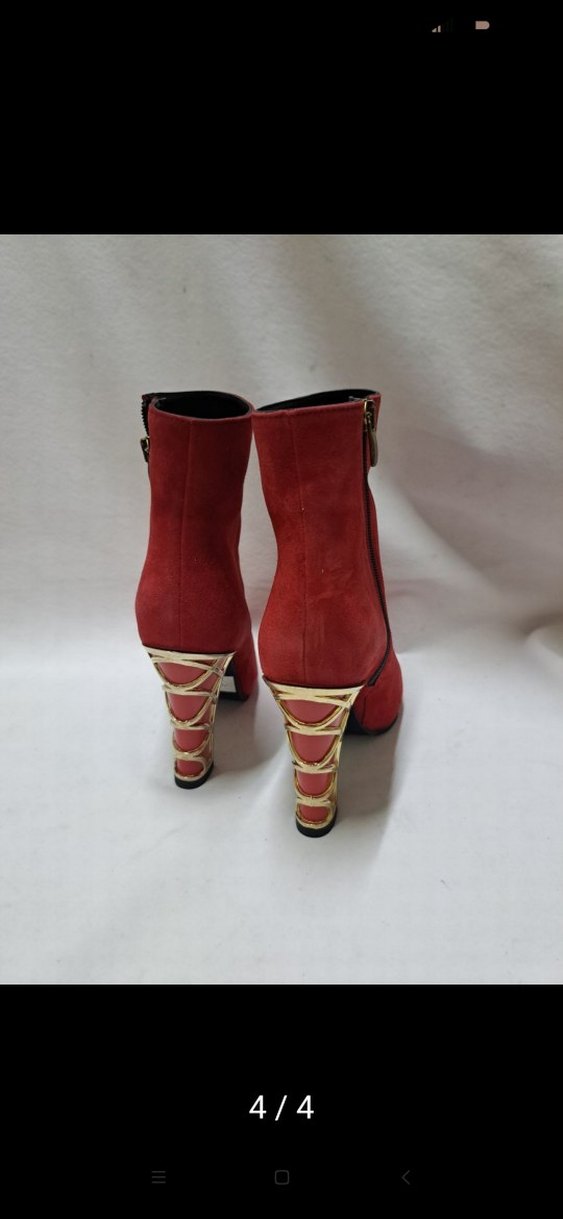Kırmızı Süet Topuklu Kadın Bot k447 - Görsel 4