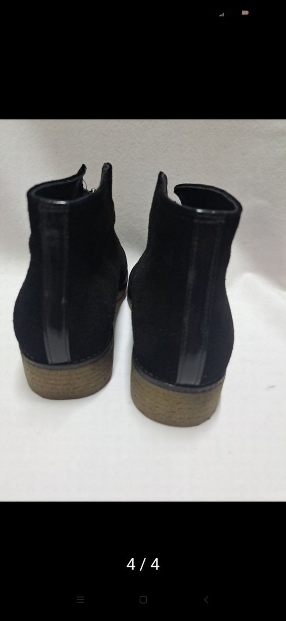 Siyah Süet,deri birlikte kullanılmış Dolgu kauçuk Kadın Bot k853 - Görsel 4