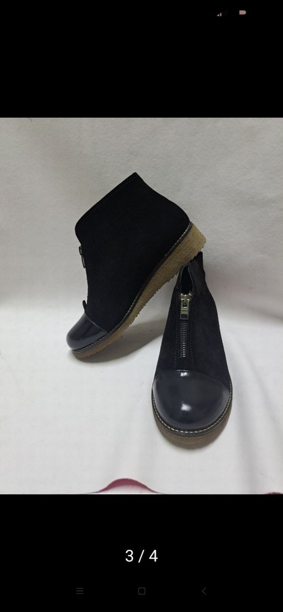 Siyah Süet,deri birlikte kullanılmış Dolgu kauçuk Kadın Bot k853 - Görsel 3