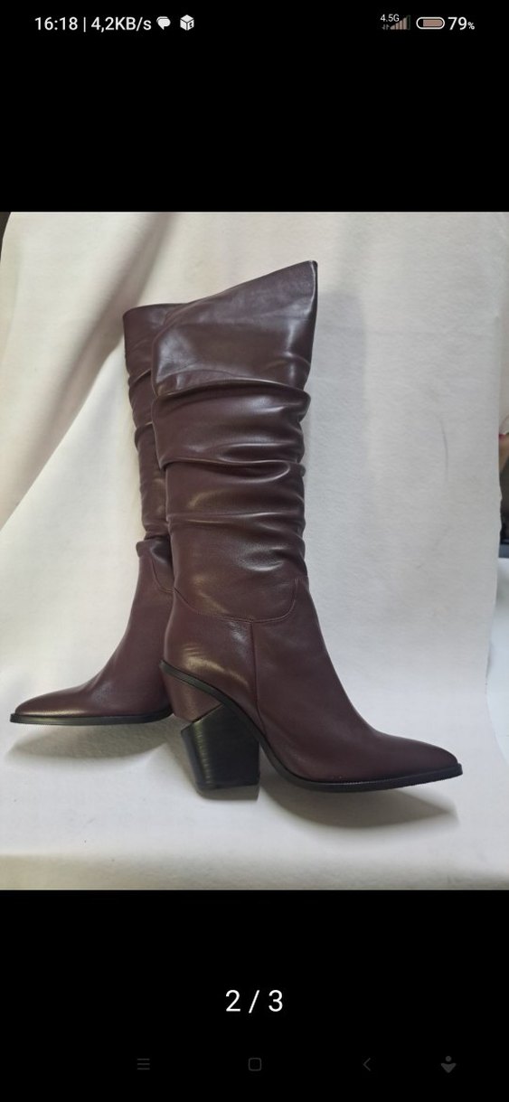 Yeni Defosuz Bordo Kadın Dizüstü Çizme, Kalın Topuklu, kd480 - Görsel 2