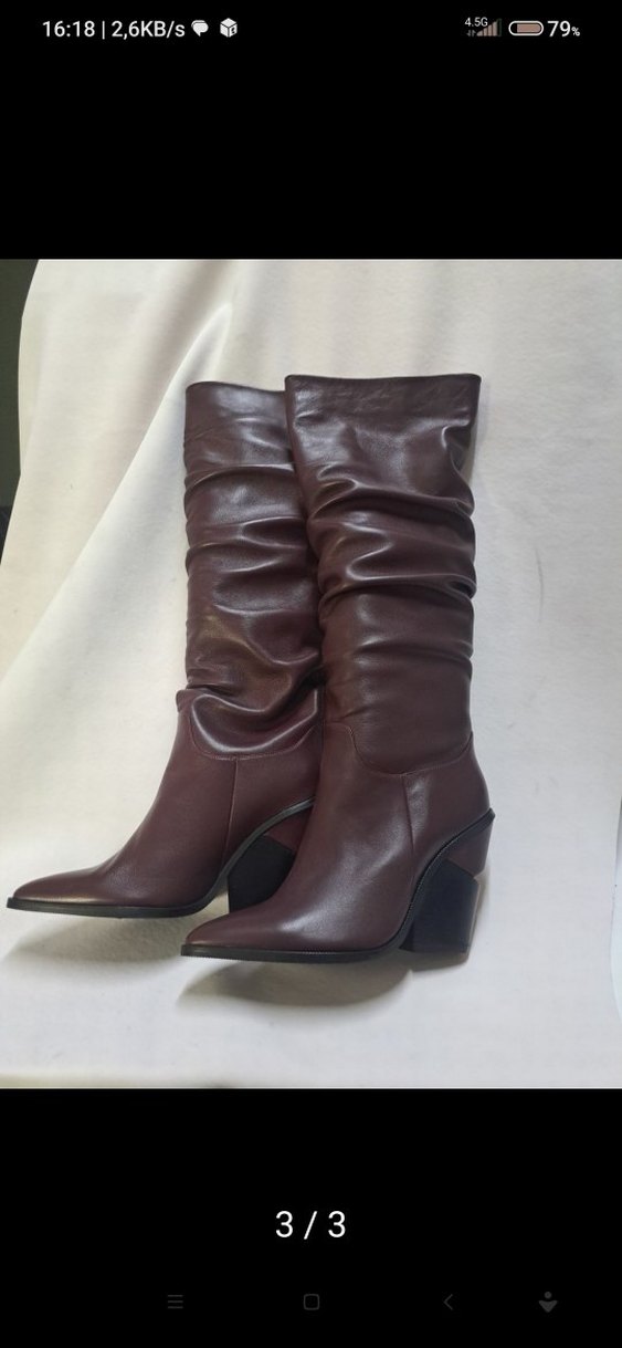 Yeni Defosuz Bordo Kadın Dizüstü Çizme, Kalın Topuklu, kd480 - Görsel 3