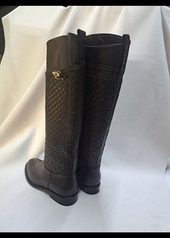 Kahverengi Tokalı Deri Dizüstü Bot içi dışı deri Defosuz kd503 - Görsel 3