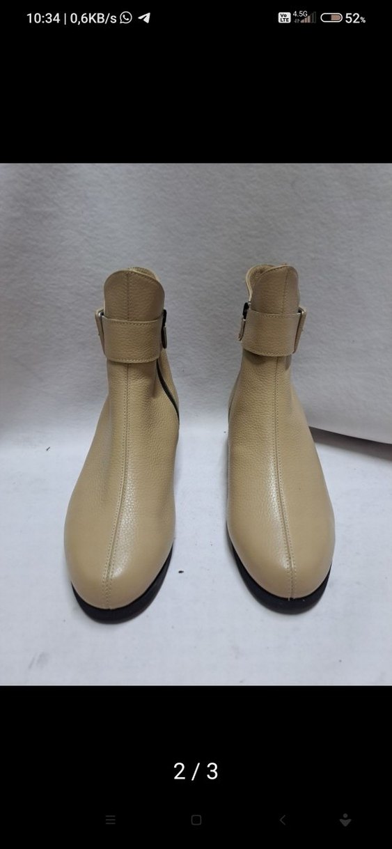 Bej Deri Dolgu Topuklu Bot içi dışı deri k836 Yeni Defosuz - Görsel 3